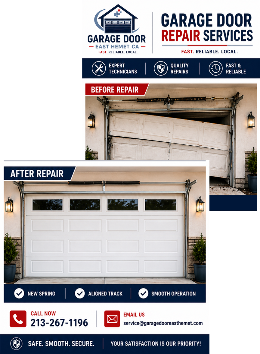 Garage door before & after repairs